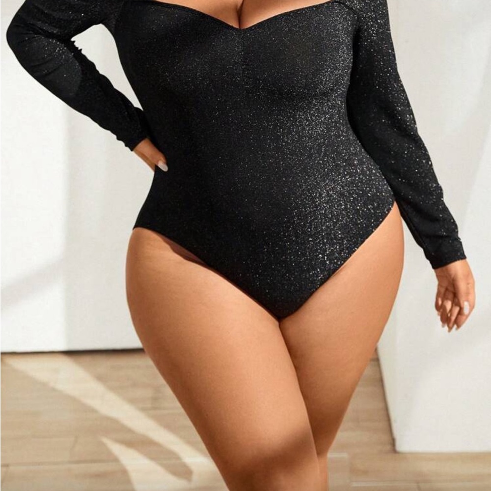 ✨ 3/$30 ✨ SHEIN Black Glitter Bodysuit – 3XL – NWOT